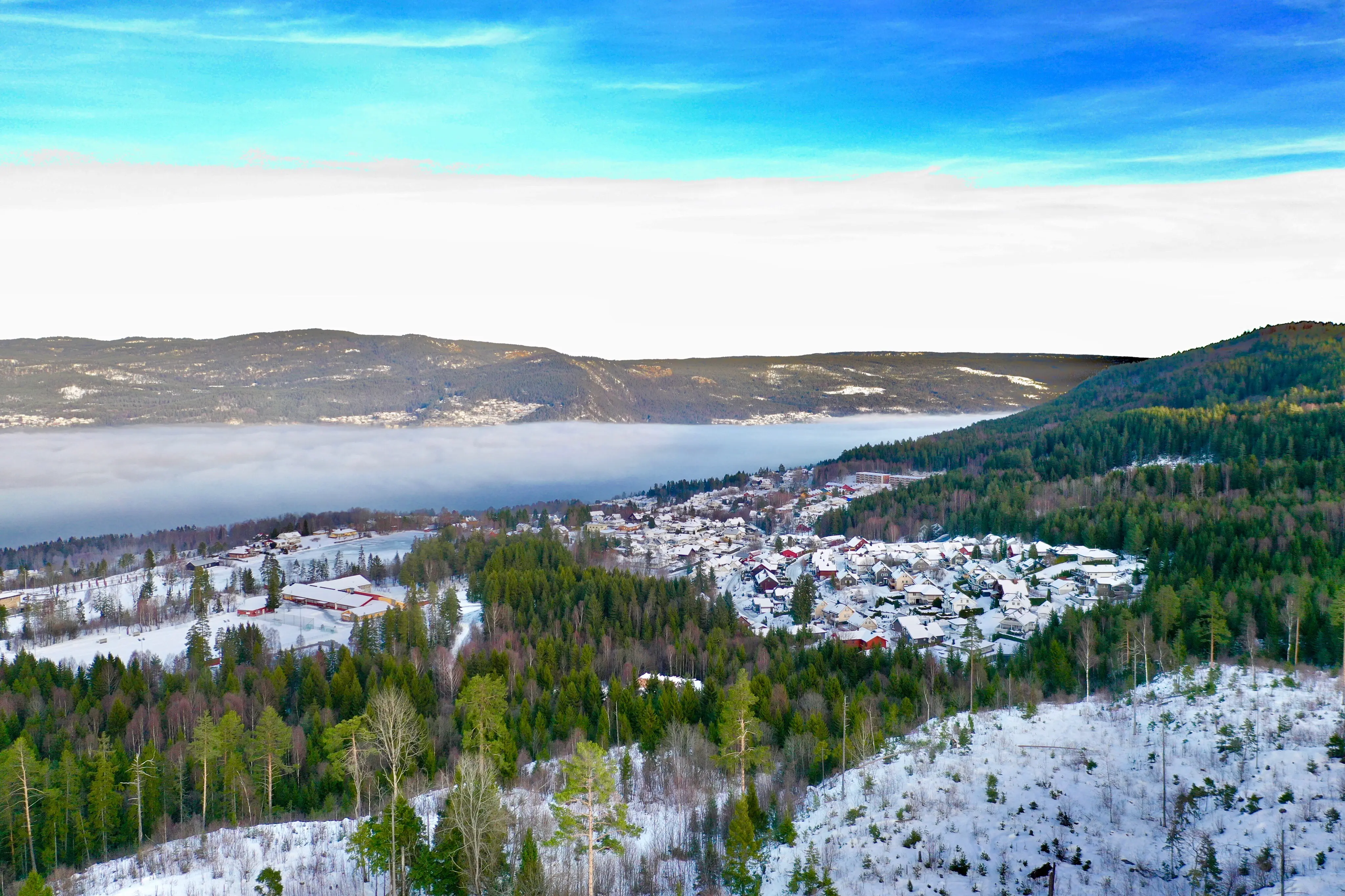 Picturesque view of a townscape against the sky